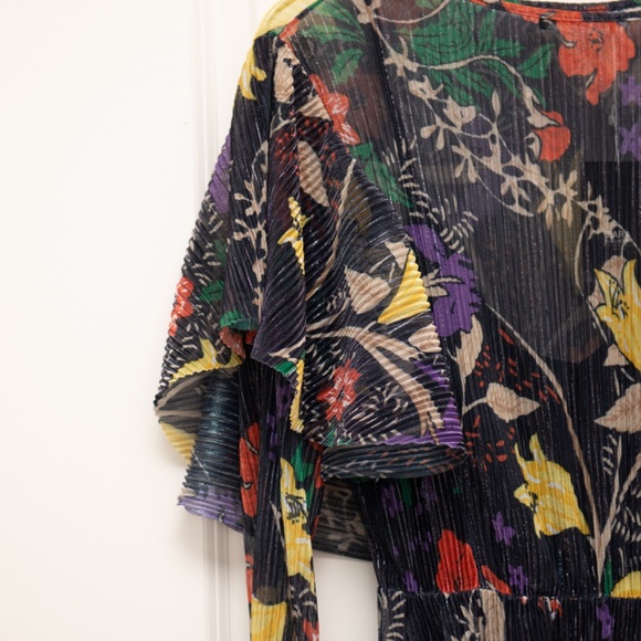 NWT Zara Collection Woman Basic Shimmer Floral Black Long Sleeve Dress S… - Picture 7 of 16